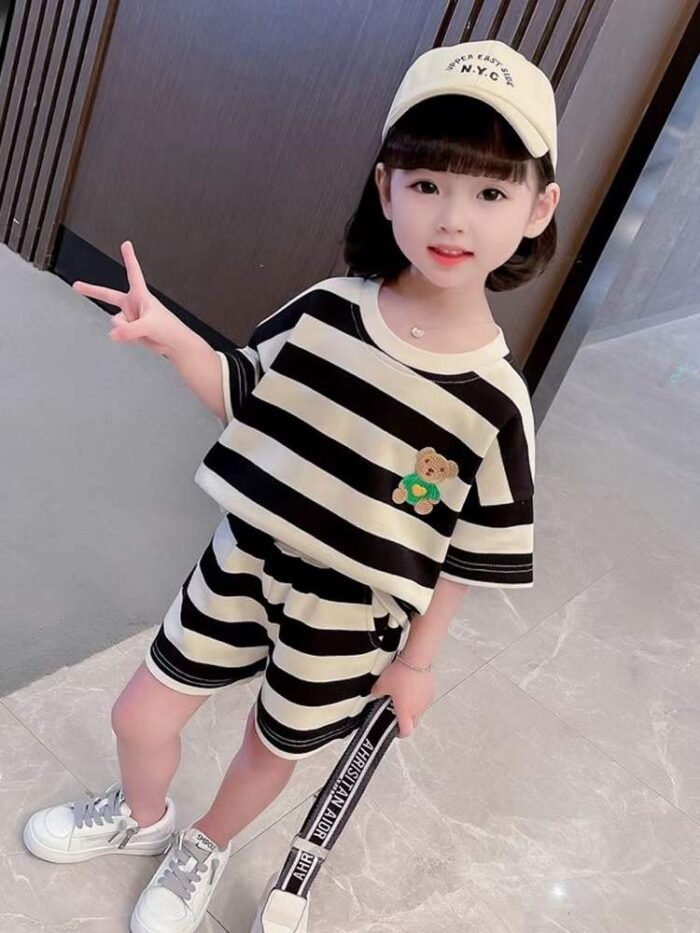 childrens summer fashion striped pure cotton short-sleeved shorts suits - Tradedubai.ae Wholesale B2B Market