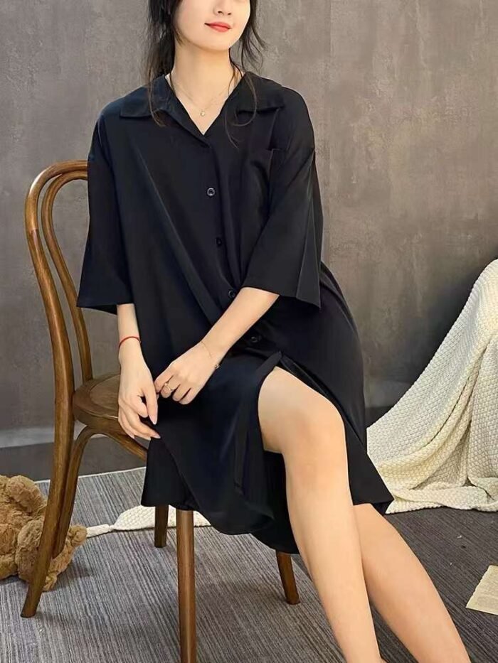 solid color thin sexy shirt dresses with side slits - Tradedubai.ae Wholesale B2B Market