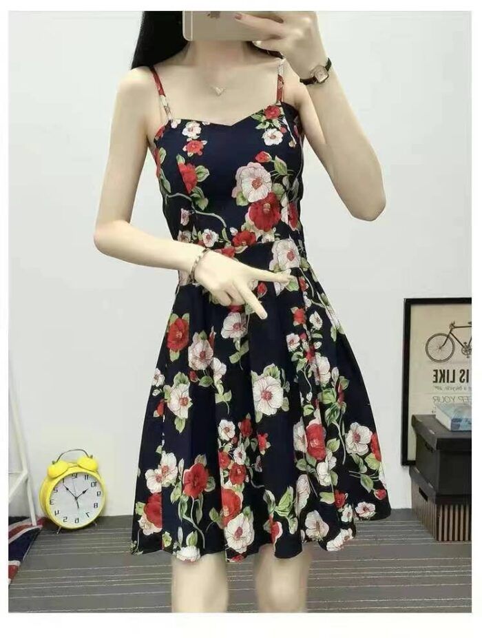 suspender floral dress 2024 summer new style sweet fresh printed vest A-line slim beach skirt - Tradedubai.ae Wholesale B2B Market