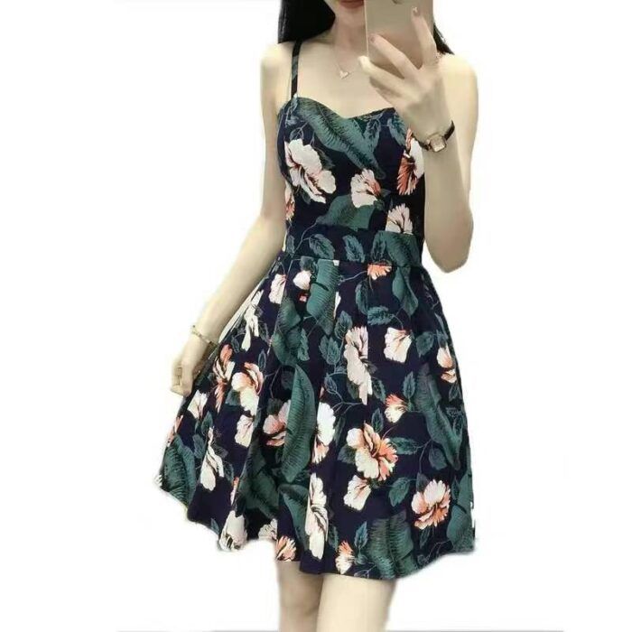 suspender floral dress 2024 summer new style sweet fresh printed vest A-line slim beach skirt - Tradedubai.ae Wholesale B2B Market