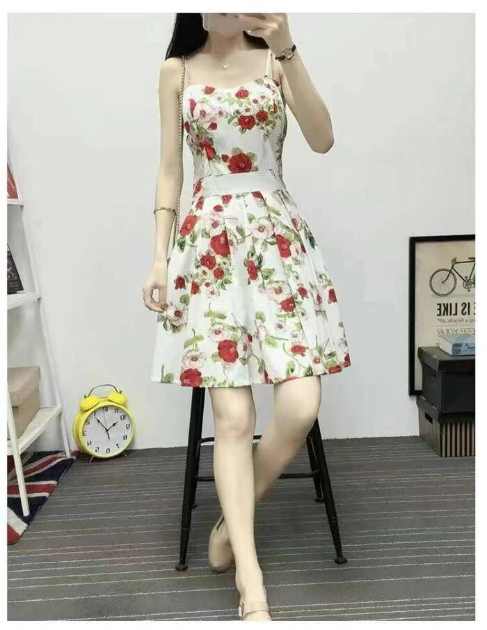 suspender floral dress 2024 summer new style sweet fresh printed vest A-line slim beach skirt - Tradedubai.ae Wholesale B2B Market