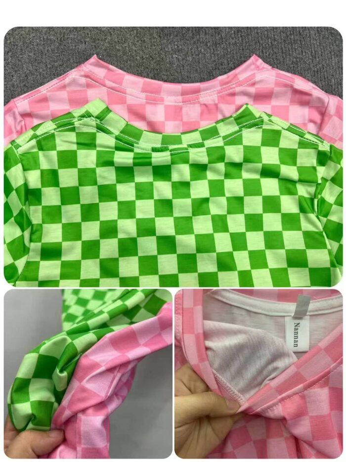 Childrens clothing checkerboard style fashionable T-shirt tops - Tradedubai.ae Wholesale B2B Market