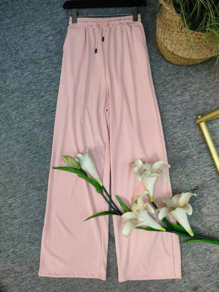 Elastic waistband ice silk slit casual wide-leg pants - Tradedubai.ae Wholesale B2B Market