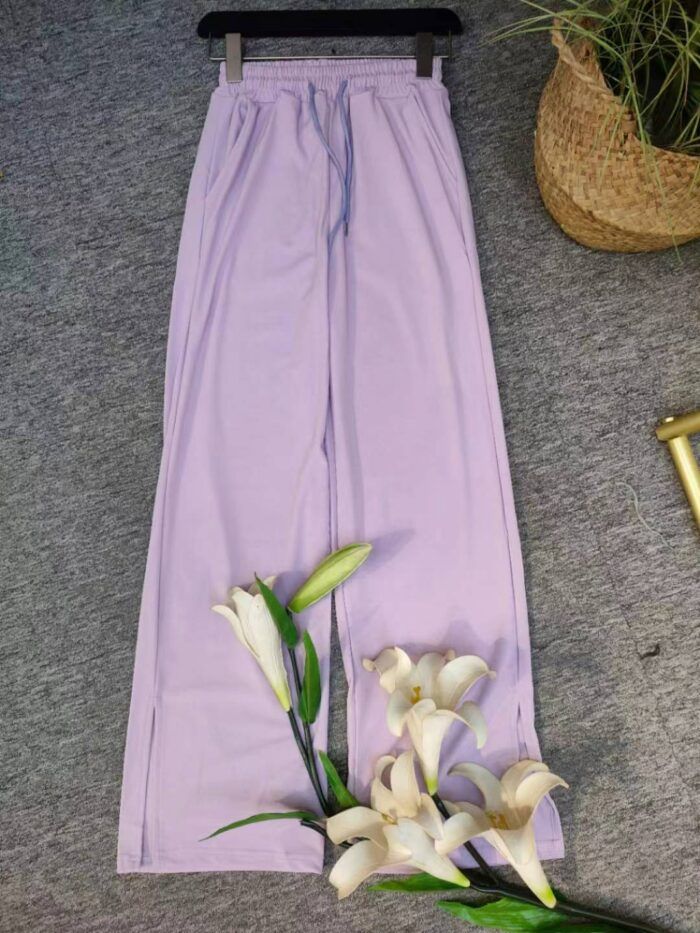 Elastic waistband ice silk slit casual wide-leg pants - Tradedubai.ae Wholesale B2B Market