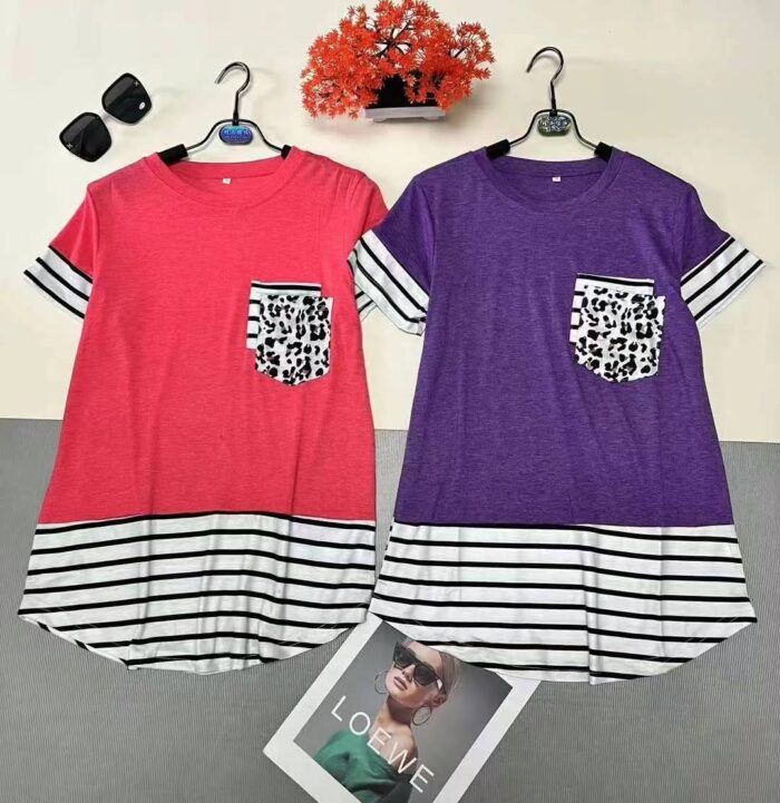 European and American striped double-pocket short-sleeved T-shirts - Tradedubai.ae Wholesale B2B Market