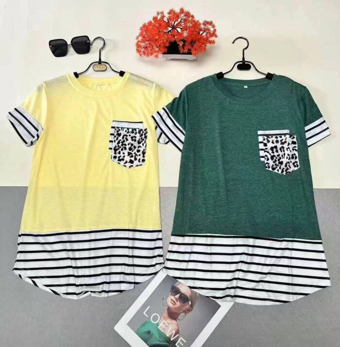 European and American striped double-pocket short-sleeved T-shirts - Tradedubai.ae Wholesale B2B Market