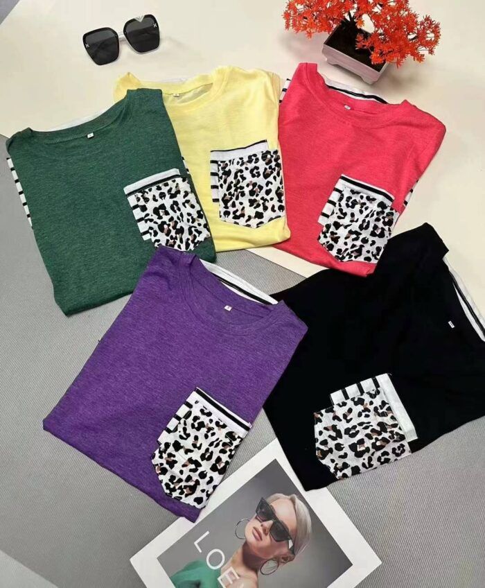 European and American striped double-pocket short-sleeved T-shirts - Tradedubai.ae Wholesale B2B Market