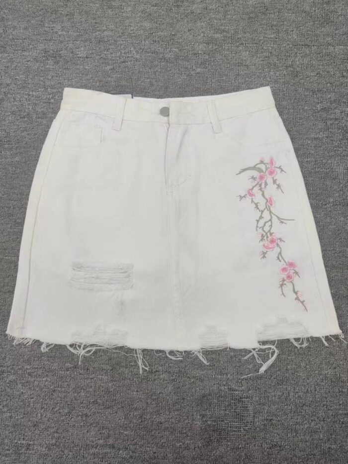 Heavily embroidered retro denim hip-hugging skirt with underpants inside - Tradedubai.ae Wholesale B2B Market