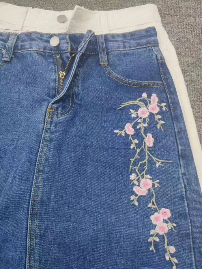 Heavily embroidered retro denim hip-hugging skirt with underpants inside - Tradedubai.ae Wholesale B2B Market