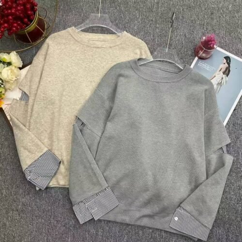High-quality contrasting fake two-piece core-spun yarn sweater with sleeves and shirt sleeves - Tradedubai.ae Wholesale B2B Market