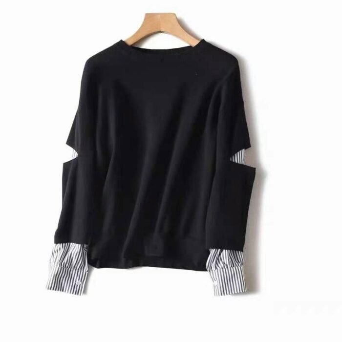 High-quality contrasting fake two-piece core-spun yarn sweater with sleeves and shirt sleeves - Tradedubai.ae Wholesale B2B Market