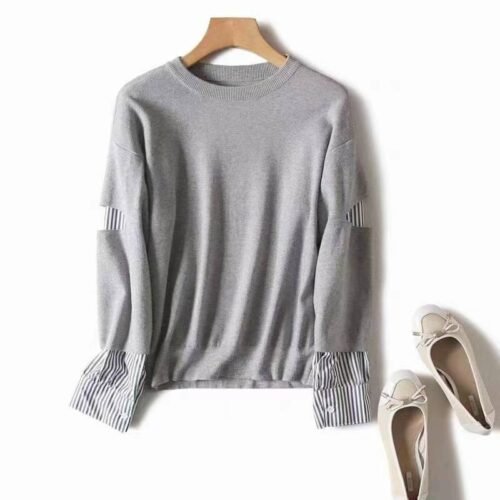 High-quality contrasting fake two-piece core-spun yarn sweater with sleeves and shirt sleeves - Tradedubai.ae Wholesale B2B Market