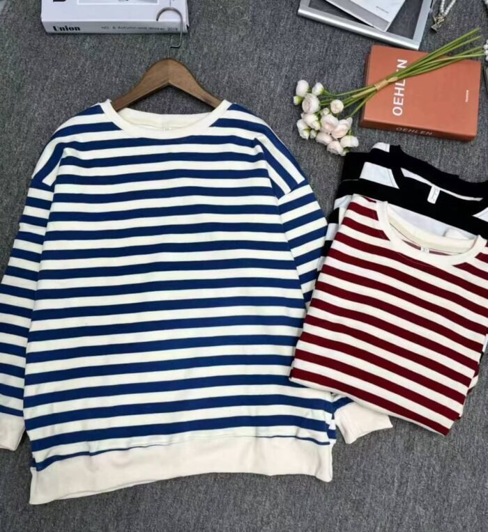 Korean style loose bf lazy style striped sweatshirt - Tradedubai.ae Wholesale B2B Market