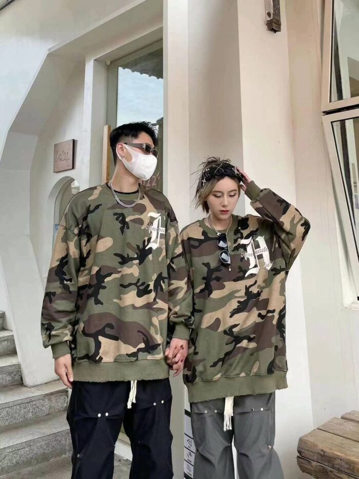 Loose letter double-sided printed camouflage sweatshirt - Tradedubai.ae Wholesale B2B Market