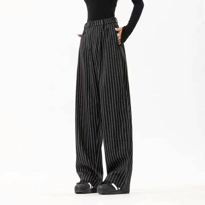 New spring and autumn casual western style loose and versatile slimming black and white striped suit jacket and trousers1 - Tradedubai.ae Wholesale B2B Market