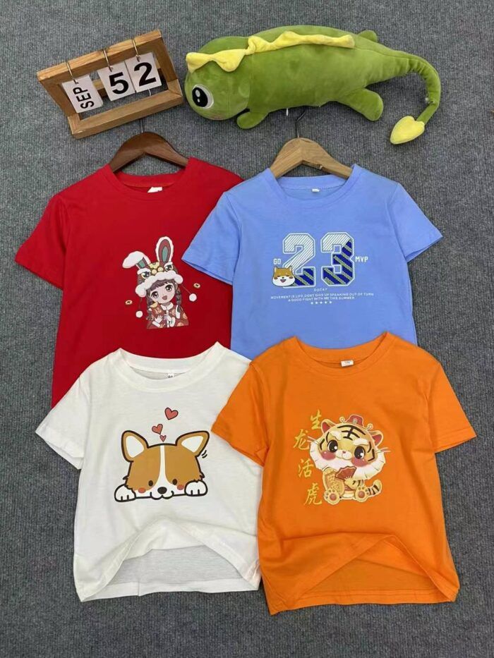 Pure cotton childrens short-sleeves casual short-sleeves with various floral prints