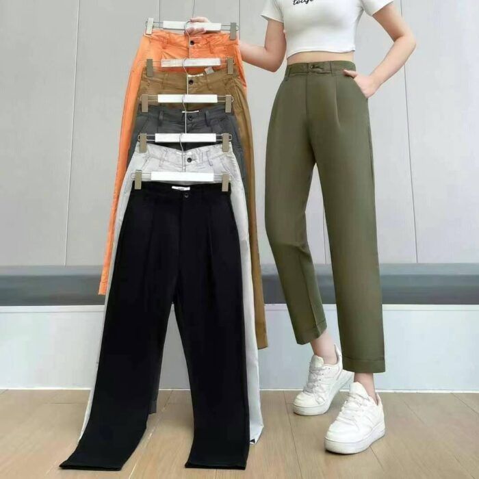 Spring and summer new OL big-name original suit trousers high-waisted straight slim casual pants British style womens professional trousers