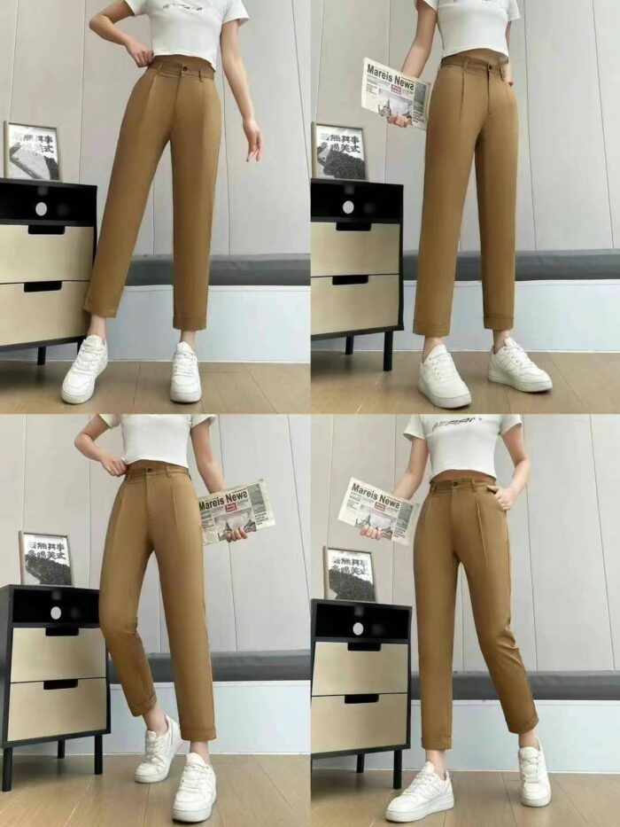 Spring and summer new OL big-name original suit trousers high-waisted straight slim casual pants British style womens professional trousers