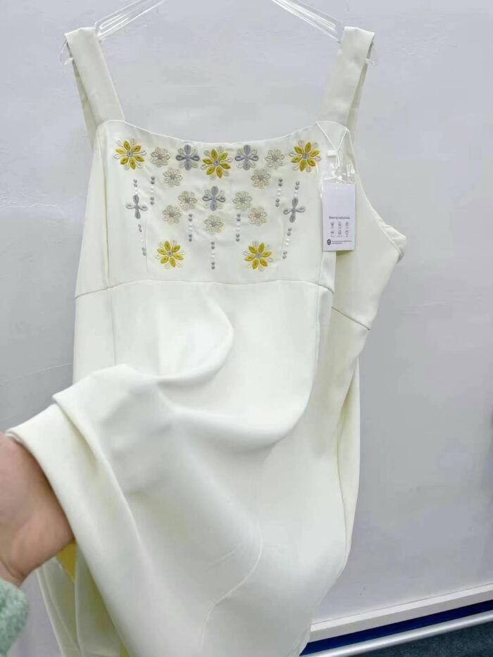 Suit fabric with lining quality side zipper small flower embroidery