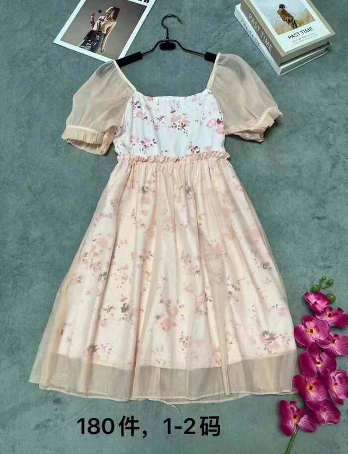 Sweet holiday pink jacquard dresses for summer new French retro suspender skirts chiffon dresses with waist design - Tradedubai.ae Wholesale B2B Market