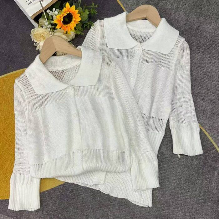 Thin knitted short-sleeved cardigan with niche design and hollow lapels - Tradedubai.ae Wholesale B2B Market