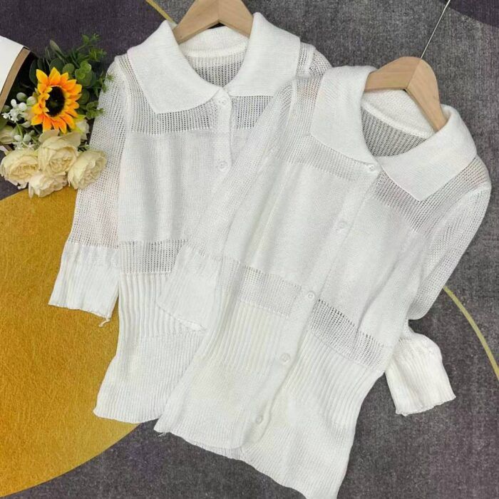 Thin knitted short-sleeved cardigan with niche design and hollow lapels - Tradedubai.ae Wholesale B2B Market