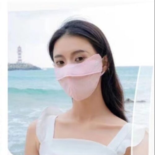 Ice Silk Fishbone Sunscreen Mask PinkMOQ:1 BOX