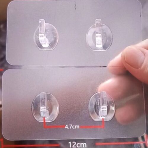 Bulk 14 * 6cm Thick 5mm Double Horn Transparent Hook (Smooth Wall, Tile, Glass 1.50kg Load Bearing)