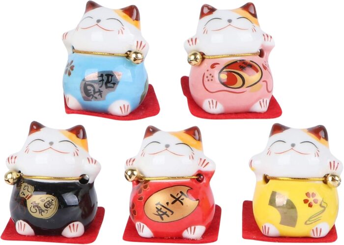 1-Inch Ceramic Fortune Cat 5 Pack (4*3*3.5cm) MOQ :1B0X - Tradedubai.ae Wholesale B2B Market