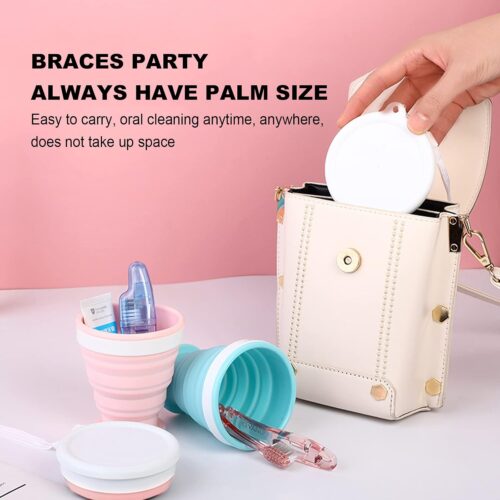 200ml Silicone Folding Cups Collapsible Travel Cup with Lid Retractable Mug, Portable Drinking Cup Expandable Drinking Cup Set for Picnic Camping Outdoor Hiking Travel, Pink, Blue