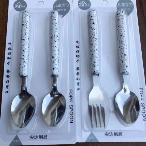 512 Flower Long Handle Tableware Two-Piece Set MOQ:1B0X