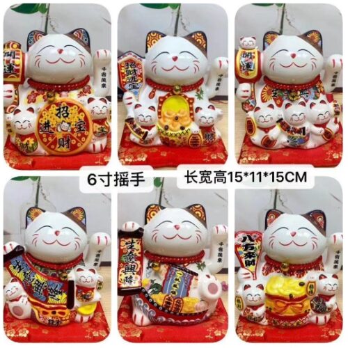 6-Inch Ceramic Six-Type Waving Cat USB/Battery Dual-Use MOQ : 1B0X