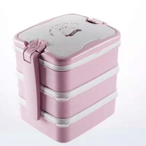 Cartoon Three-Layer Bento Lunch Box (Including Spoon Fork)17*12.5 * 15cm MOQ :1 B0X