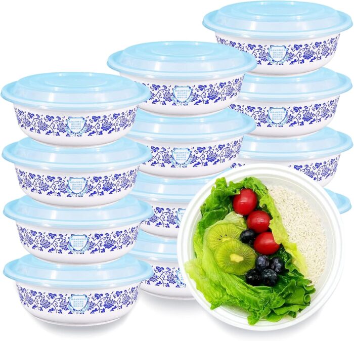 L-900 (Rooster, Blue and White Porcelain) Disposable Plastic food containers, stackable salad bowls (1 Box = 300 Pcs) M0Q :1B0X - Tradedubai.ae Wholesale B2B Market