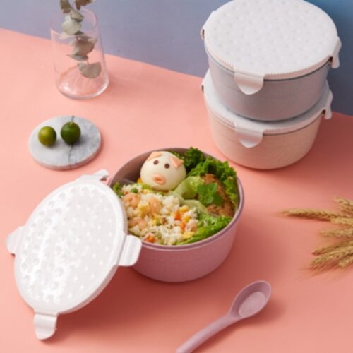 Maixiang round Biscuit Lunch Box (Including Spoon) 17*1s * 9cm M0Q:1B0X