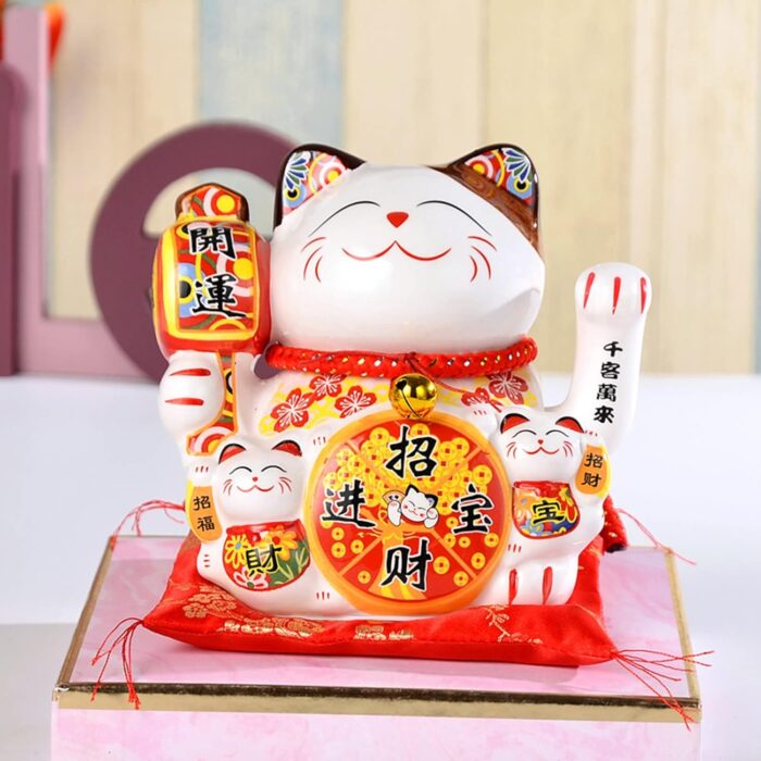 One-Hand Cherry Blossom Lucky Cat (11*10* 11cm) MOQ :1 B0X - Tradedubai.ae Wholesale B2B Market