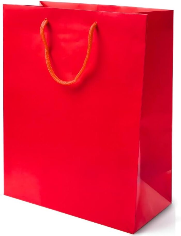 Pure Red Vertical Medium Flat Printing Gift Bag (19,5*9.5 * cm) MOQ : 1 B0x