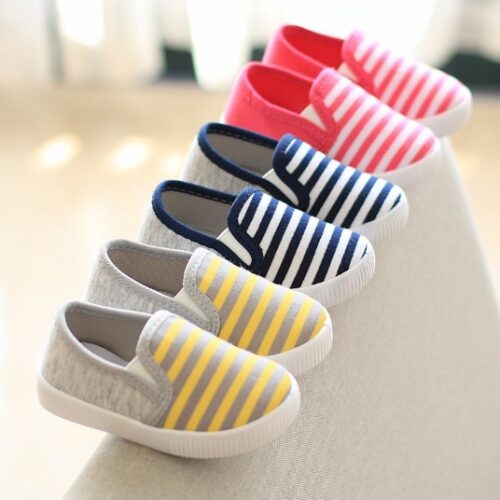 Spring and Autumn New Children's Low-Top Canvas Shoes Striped (Small Size)