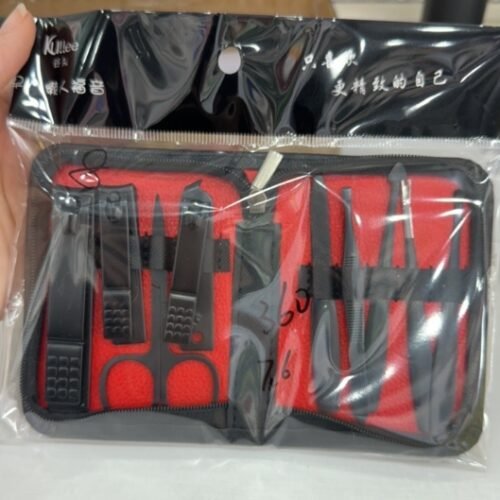 0532 Black Nails on Red Background Suit 9-Piece Set MOQ:1B0X