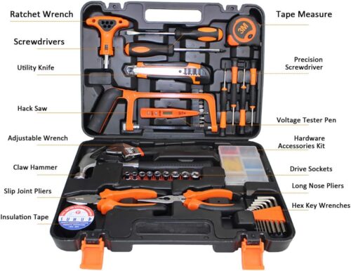 82 Pcs Home Repair Maintaining DIY Hand Toolbox Portable Carbon Steel Hardware for Car Home Furniture Assembling Electric Appliances - Tradedubai.ae Wholesale B2B Market