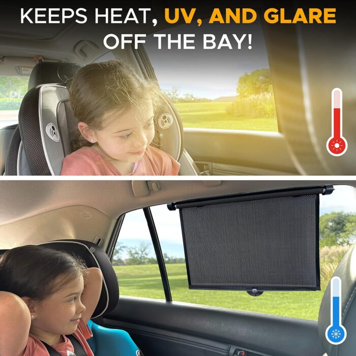 Retractable Car Roller Sunshade for Kids | Baby Car Window Shades for UV and Sun Glare Protection-40*45CM - Tradedubai.ae Wholesale B2B Market