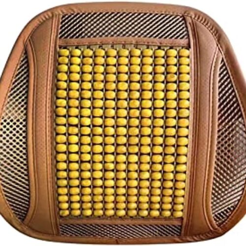 Stylish Embroidered Wood Urethra Medical Grade Back Cover Lumbar Support Seat Cushion with Ergonomic Mesh Design, Reduces Lower Back Pain-YK-03