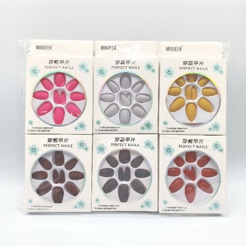 Mj028 Mixueer Pointed Nail Matte Fake Nails Jelly Glue-MOQ:1B0X