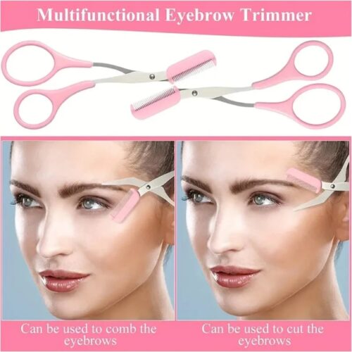 Precision Eyebrow Trimming Scissors with Comb Non-Slip Finger Grips Hair Removal for Facial, Eyebrow, Mustache, and Beard Hair Trimming & Grooming (pink)-Sj3105 - Tradedubai.ae Wholesale B2B Market