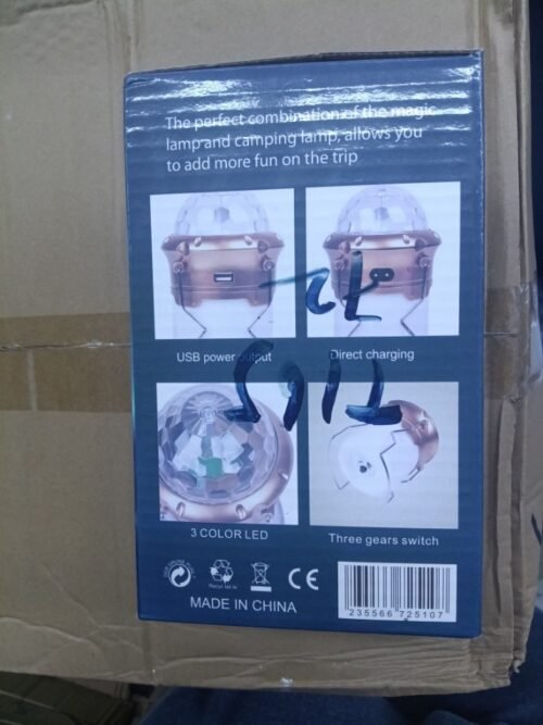 T165 Rechargeable 3 in 1 RGB Rotating Magic Effect Ball Portable Collapsible Camping Outdoor LED Lantern Light Flashlight Torch - Image 2