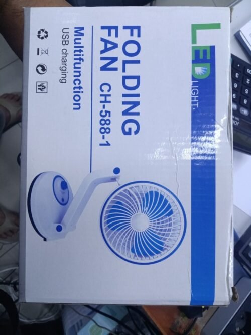 T201 Rechargeable Multifunction Folding fan with LED light 360° Rotating