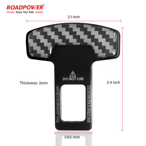 ROADPOWER Car Safety Belt Buckle Alarm Stopper Clip Clamp Carbon Fiber Universal (2 Pcs) - Image 2