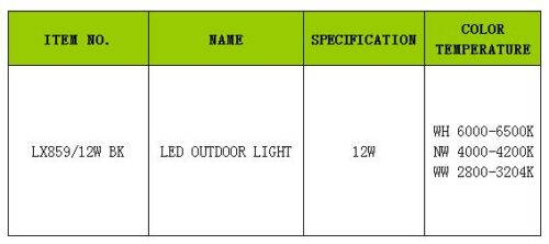 LED OUTDOOR LIGHT -899-LX859/12W BK - Image 2