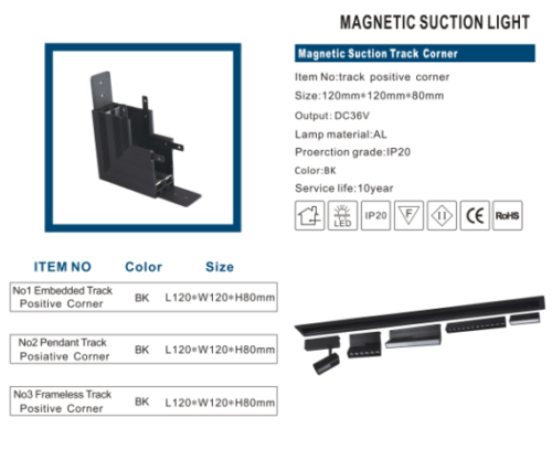 MAGNETIC SUCTION LIGHT Magnetic Suction Track Corner 35-Positive Connector - Image 2