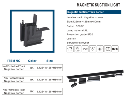 MAGNETIC SUCTION LIGHT Magnetic Suction Track Corner -35-Negative Connector - Image 2